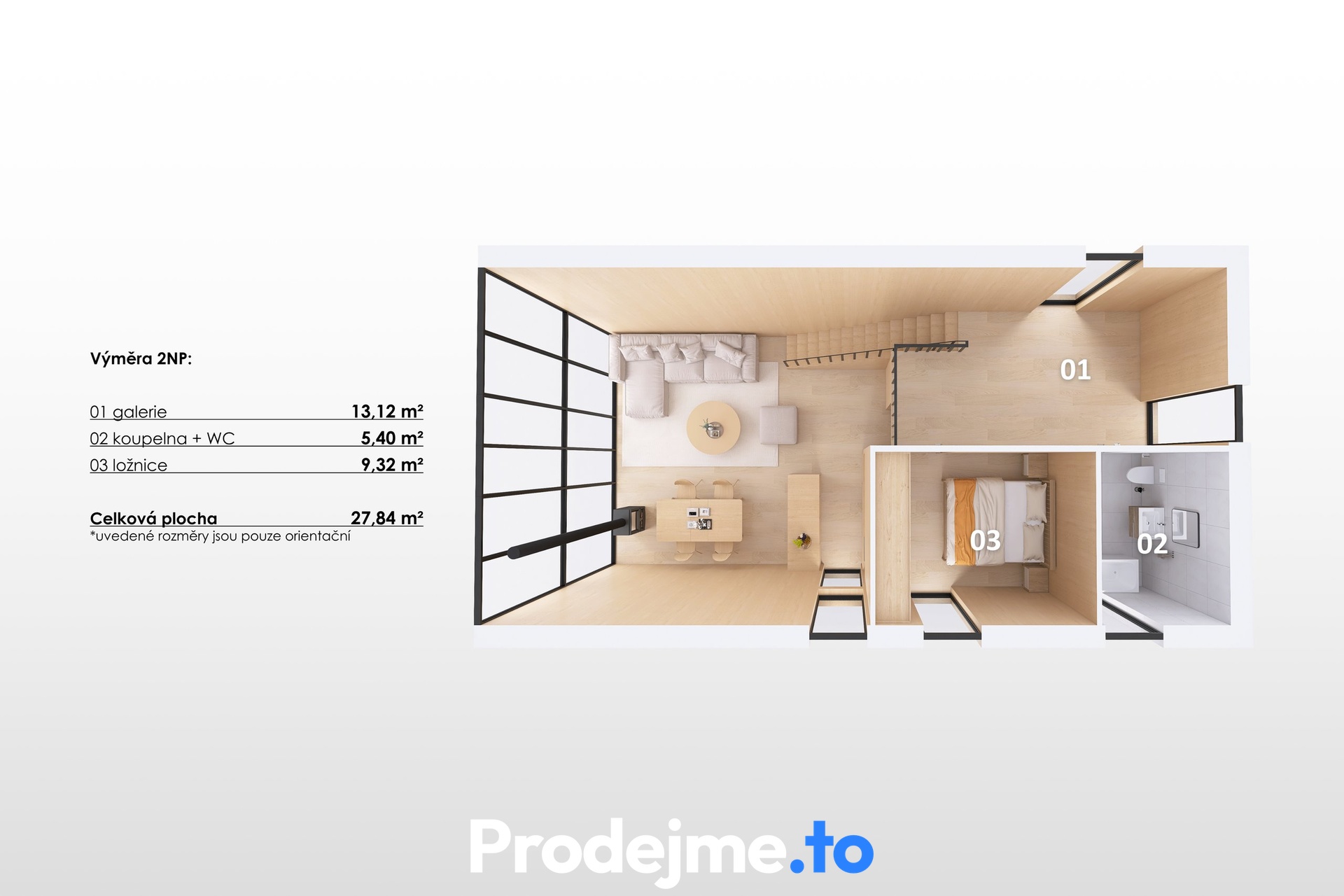 3D půdorys - podkroví